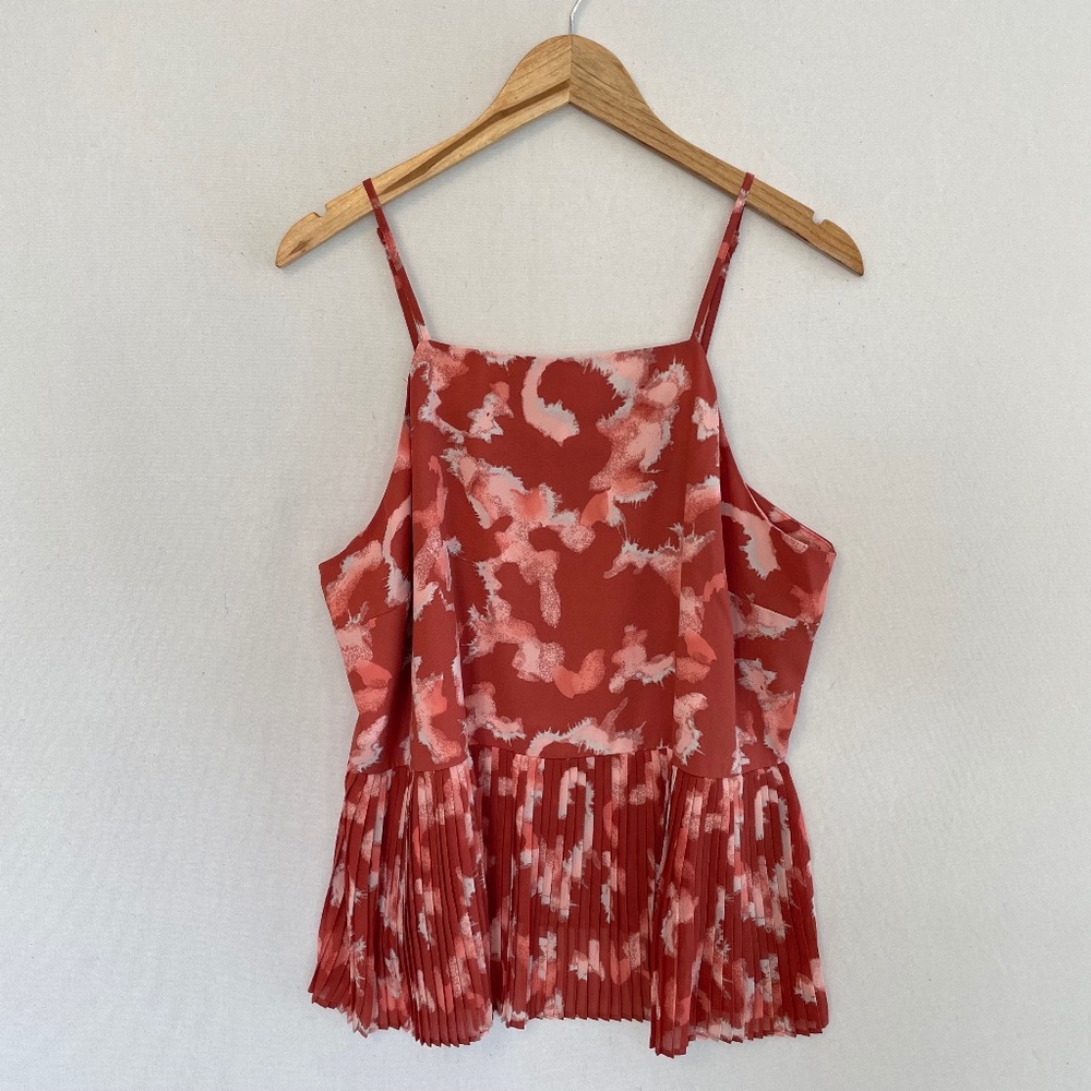 NINE WEST Women’s XL Pleated Halter Top Camisole Abstract Print